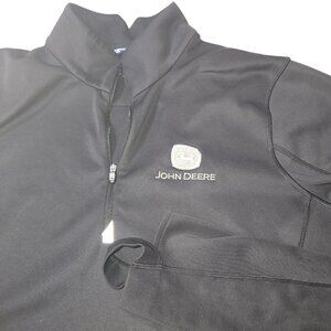 Women's Cutter & Buck Black John Deere Traverse Quarter-Zip Pullover Top XXL